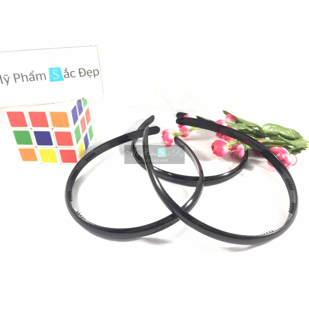 Băng đô cài tóc nhựa đen trơn dẻo không gãy bộ 3 cái