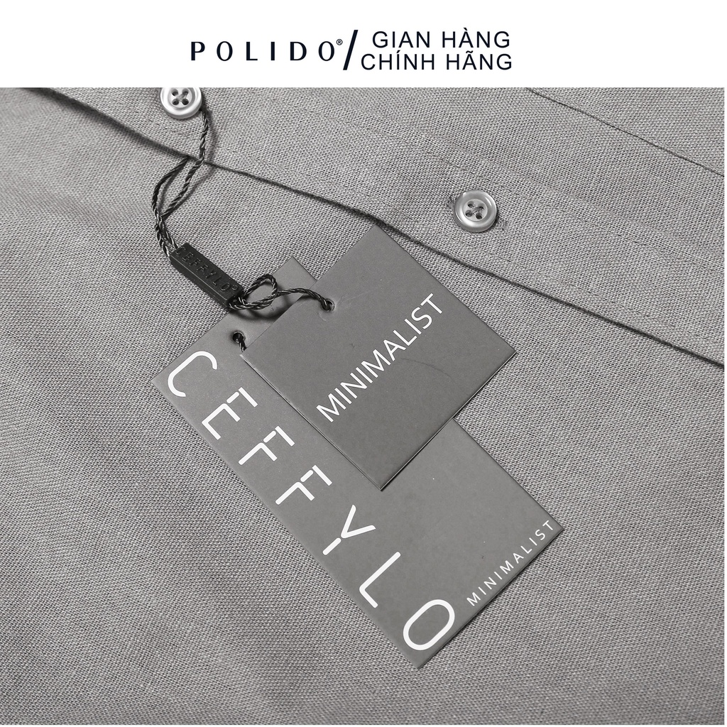 Áo Sơ Mi Dài Tay Đũi CEFFYLO Màu Ghi 100% Cotton Thô, Thấm Hút Tốt, Form Slimfit Thanh Lịch | BigBuy360 - bigbuy360.vn