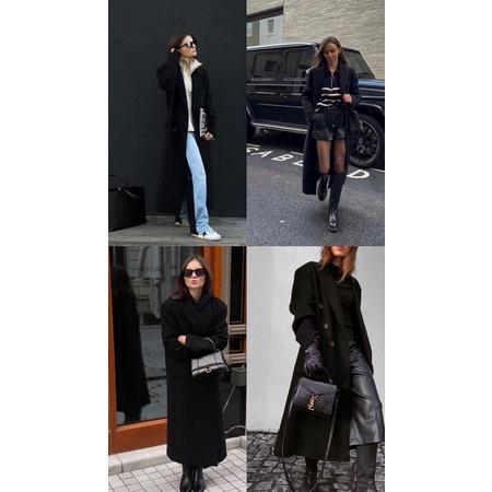 FREESHIP ÁO DẠ ĐEN 2 LỚP SIÊU DÀY DÁNG DÀI HÀN QUỐC