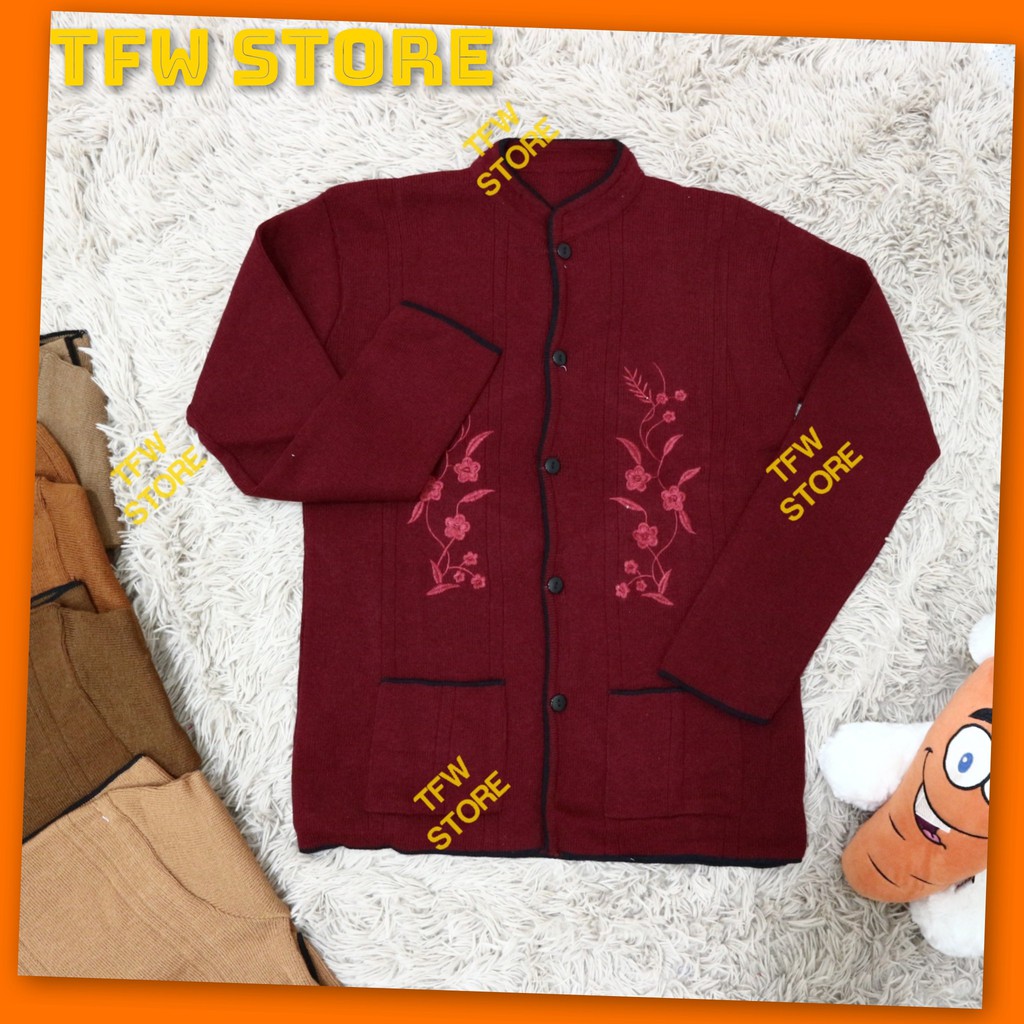 Áo len thêu hoa cho Mẹ, người lớn tuổi, người già, cho bà, - Made in VN