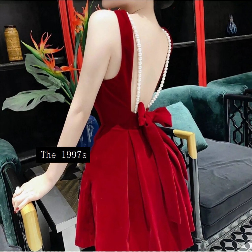 Đầm, Váy 2 dây hở lưng sexy fom chuẩn siêu tôn dáng chất vải quảng châu cao cấp
