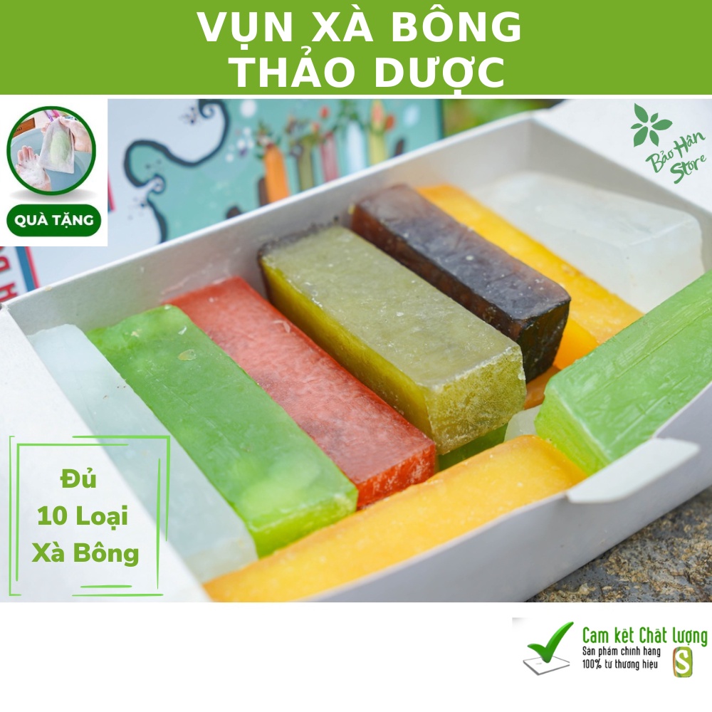 Vụn Xà Bông Tắm Thảo Dược Chính Hãng Trải Nghiệm Đầy Đủ Tất Cả 10 Mùi Vị Xà Bông - Tặng Kèm Túi Tạo Bot