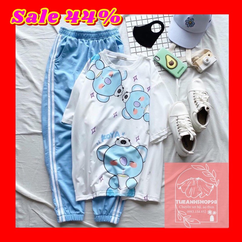 FULL SET ÁO 3D Cartoon+ QUẦN JOGGER TRƠN SỌC CAO CẤP SIÊU HOT - Set Đồ Bộ Quần Dài