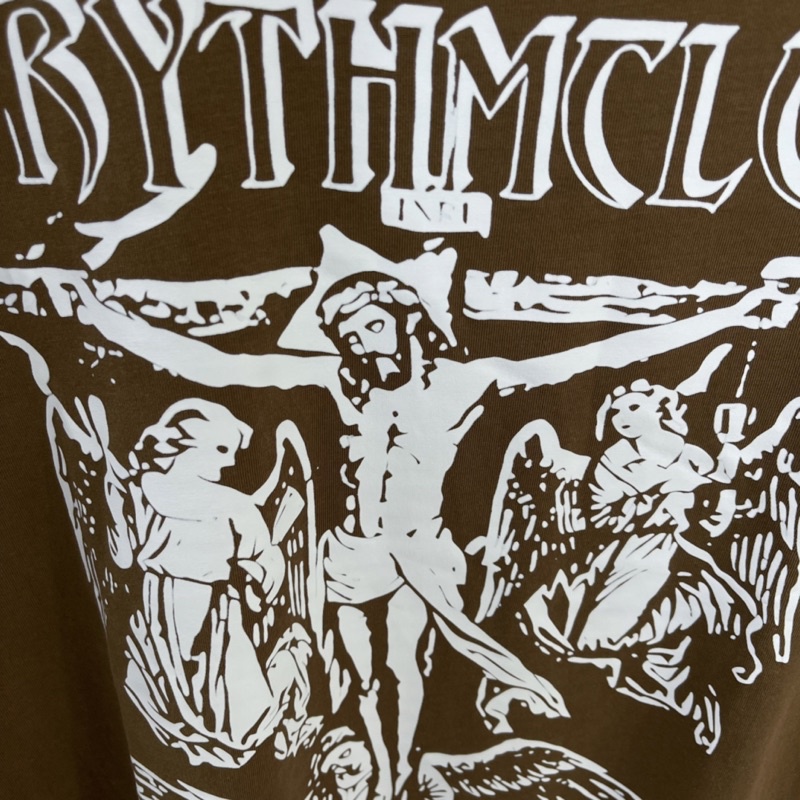 Áo thun hình chữ thập chính hảnh cotton màu nâu