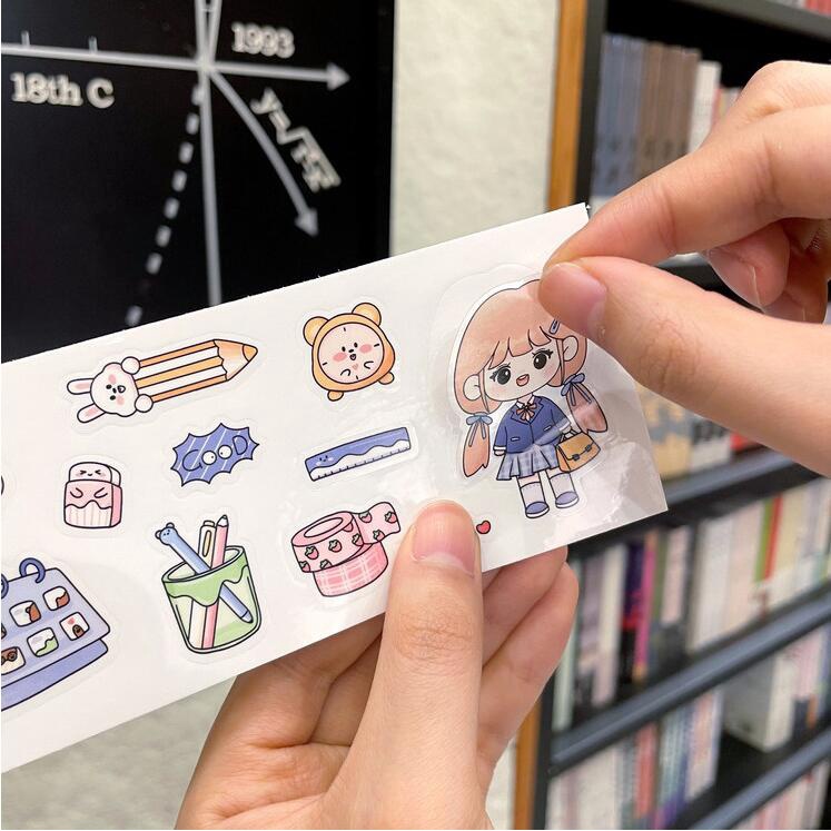 1 Tấm Sticker PET Chống Thấm Nước Họa Tiết Hoạt Hình Dễ Thương Để Trang Trí Nhật Ký