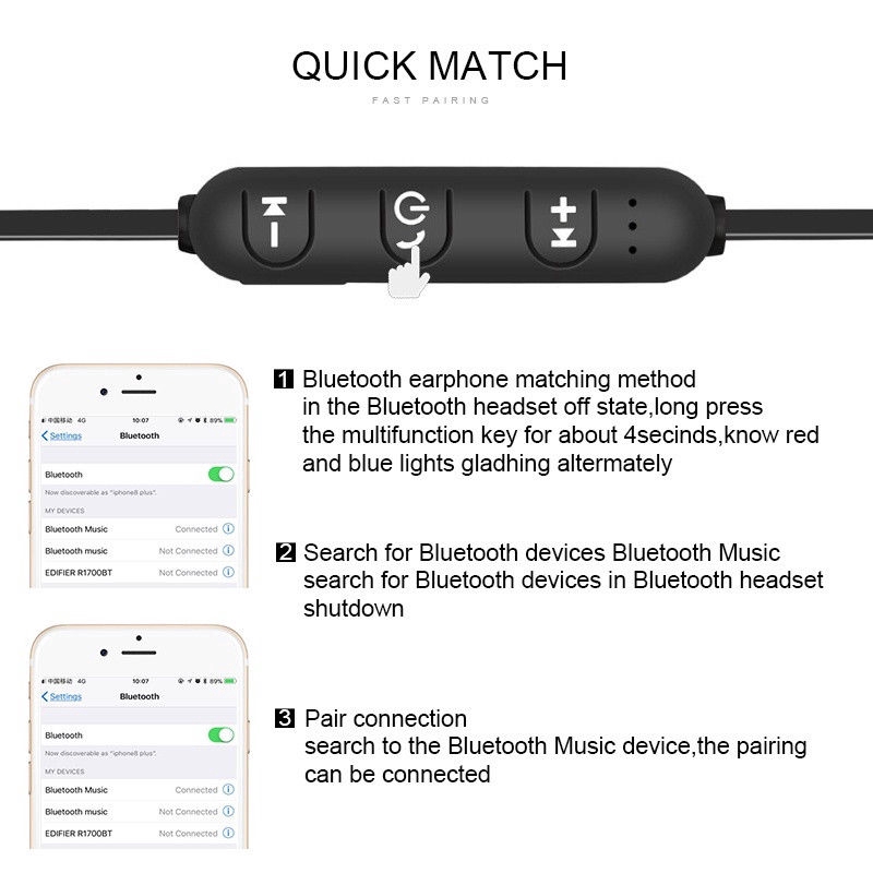 Tai nghe Bluetooth nam châm không dây thể thao chống mồ hôi