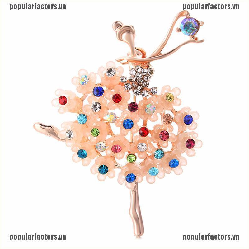 Ghim Cài Áo Hình Cô Gái Nhảy Múa Đính Đá Thời Trang