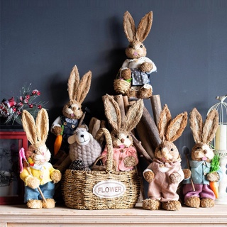 Easter Bunny Prop Trang trí phòng khách Mô phỏng Easter Bunny Lông thỏ Cỏ