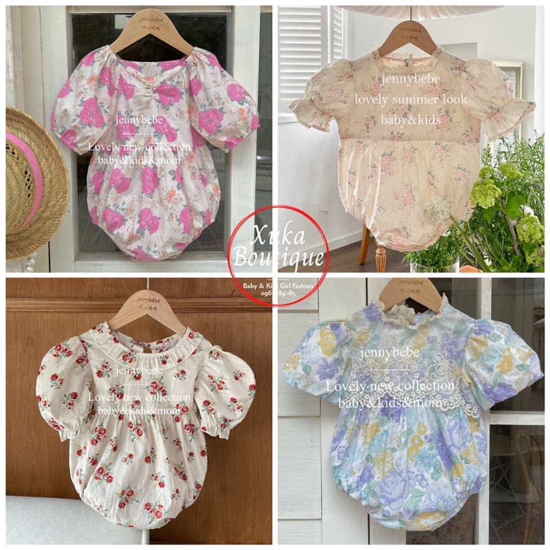 [Tổng Hợp Mẫu Mới] Set Bộ Body Cộc Tay Bé Gái style Vintage Hàn Quốc Jennybebe Cao Cấp