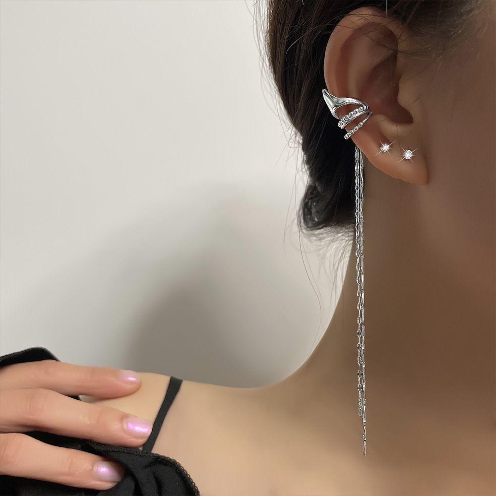 MXGOODS Bông Tai Dạng Kẹp Phối Tua Rua Phong Cách Retro Cho Nữ
