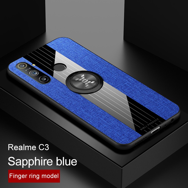 Ốp điện thoại vân vải bán dẻo mềm tích hợp vòng đỡ cho OPPO Realme C3