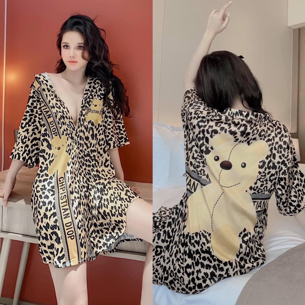 Đầm váy ngủ kiểu sơmi mặc nhà, chất latin cao cấp (mẹ bầu | sau sinh bon chen thoải mái) dưới 80kg