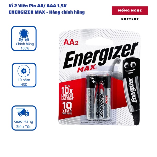 Vỉ 2 Viên Pin AA/ AAA 1,5V Energizer Max Siêu Bền - Hàng chính hãng