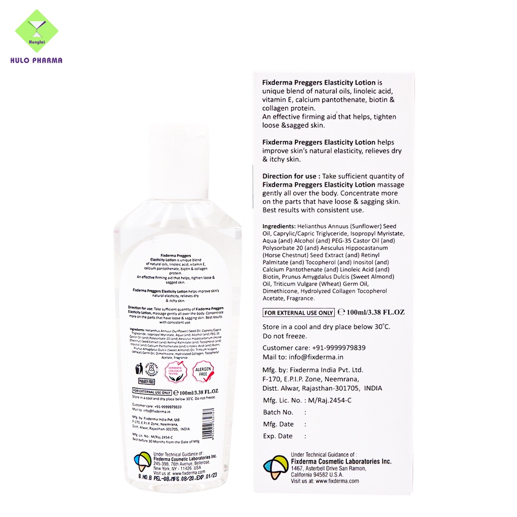 Kem Chống Rạn Da Cho Bà Bầu FIXDERMA Preggers Elasticity Lotion Làm Mờ, Ngăn Ngừa Rạn Trước Và Sau Sinh 100ml