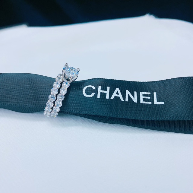 Nhẩn cặp đính hôn full đá mạ bạch kim Italy