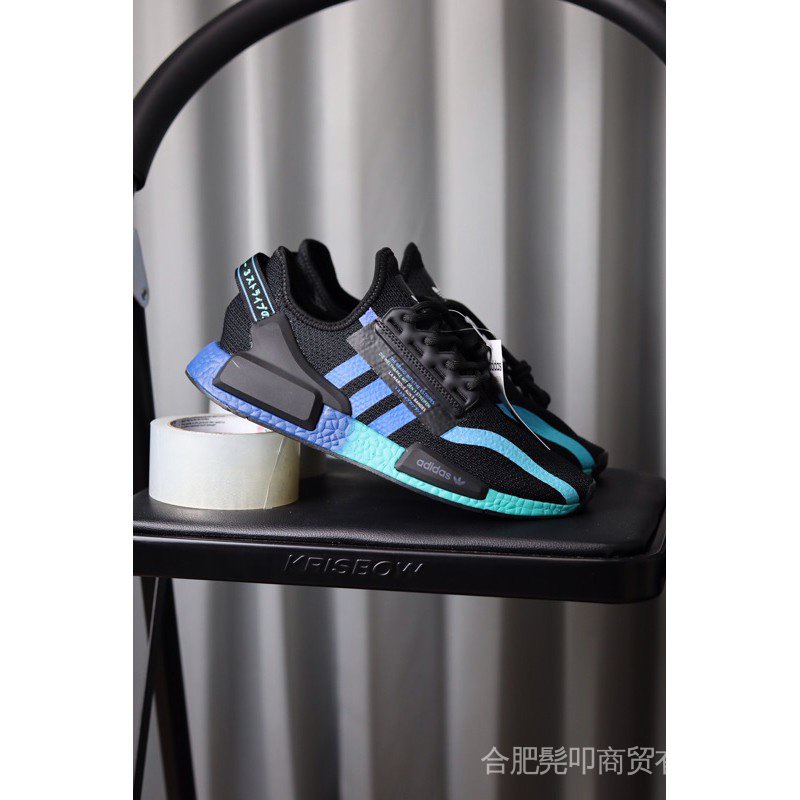 Adidas nmd_r1 V2 Adidas NMD V2 black blue running shoes