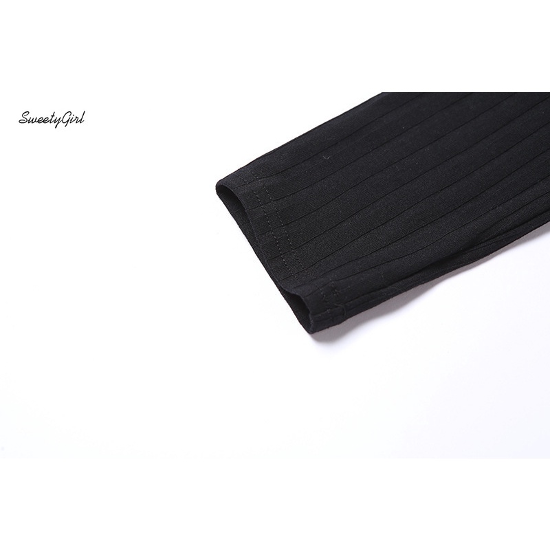 Áo Croptop Tay Dài Cổ Chữ V Màu Trơn In Chữ Phong Cách Đường Phố Quyến Rũ Dành Cho Nữ