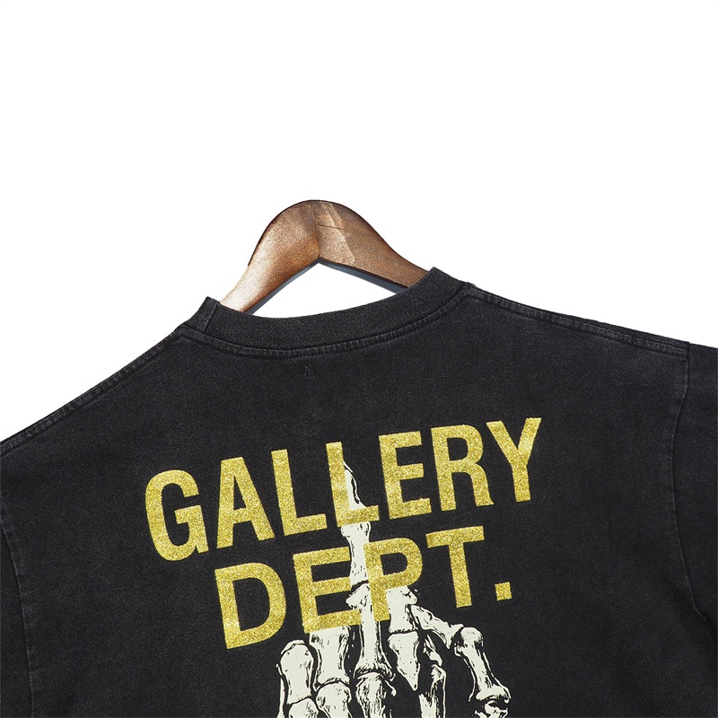 Áo Thun Tay Ngắn Dáng Rộng In Hình Bàn Tay Đầu Lâu Và Chữ Gallery Phong Cách Đường Phố Thường Ngày Cho Nam Và Nữ