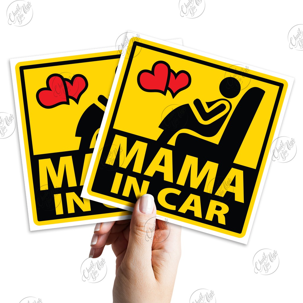 Combo 2 logo sticker 10cm x 10cm Baby MAMA In Car cho xe ô tô