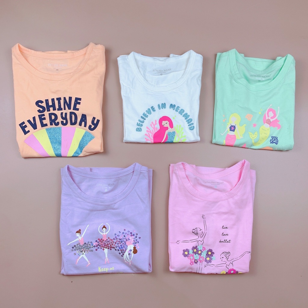 Áo cotton Topten xuất Hàn hoạ tiết nhũ/kim sa BG