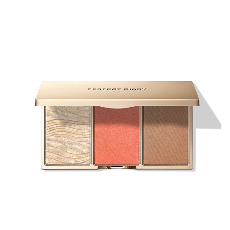 Bảng phấn trang điểmPerfect Diary 3-trong-1 bắt sáng/ tạo khối và má hồng 2 tông 0.15g