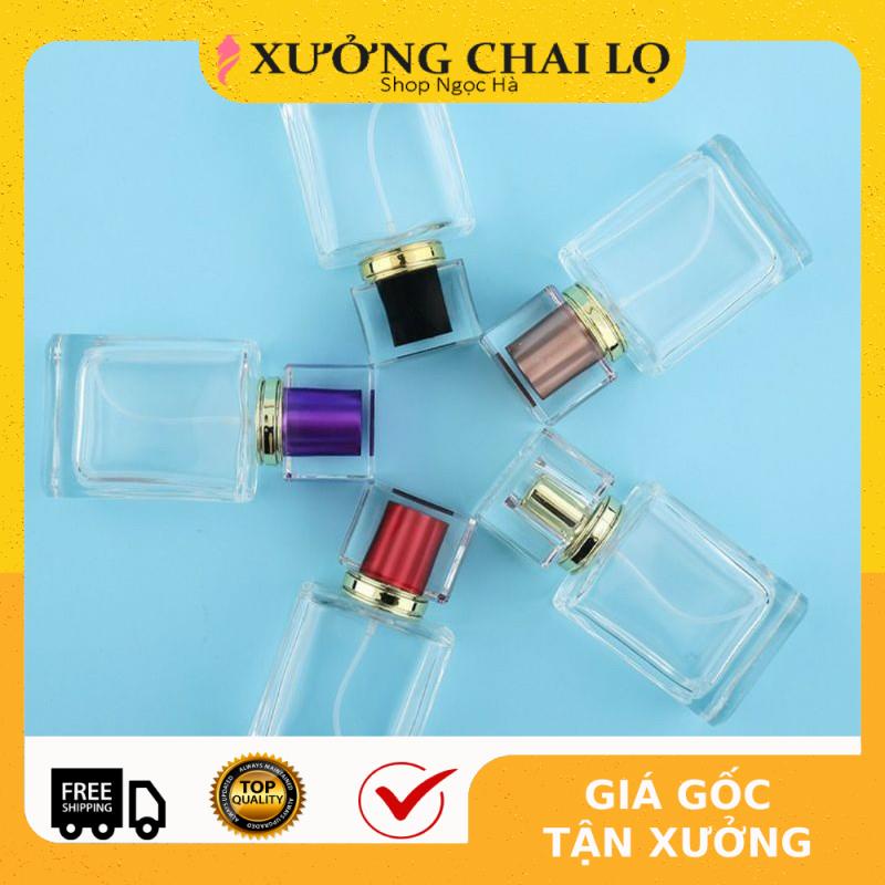 Lọ chiết nước hoa 30ml/50ml hình chữ nhật Nắp Đen Viền Vàng / lọ đựng dầu thơm