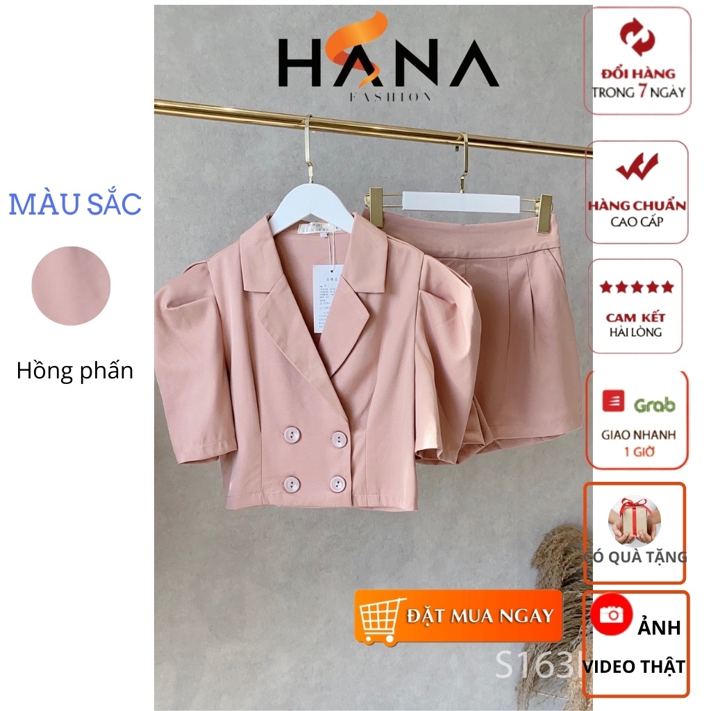 Set vest blazer quần short mặc đi làm đi chơi đều đẹp thiết kế Hana - S163 | BigBuy360 - bigbuy360.vn