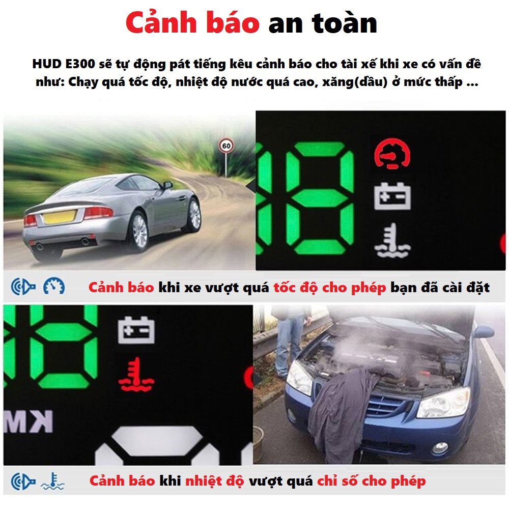 Thiết bị hiển thị tốc độ lên kính lái HUD E300