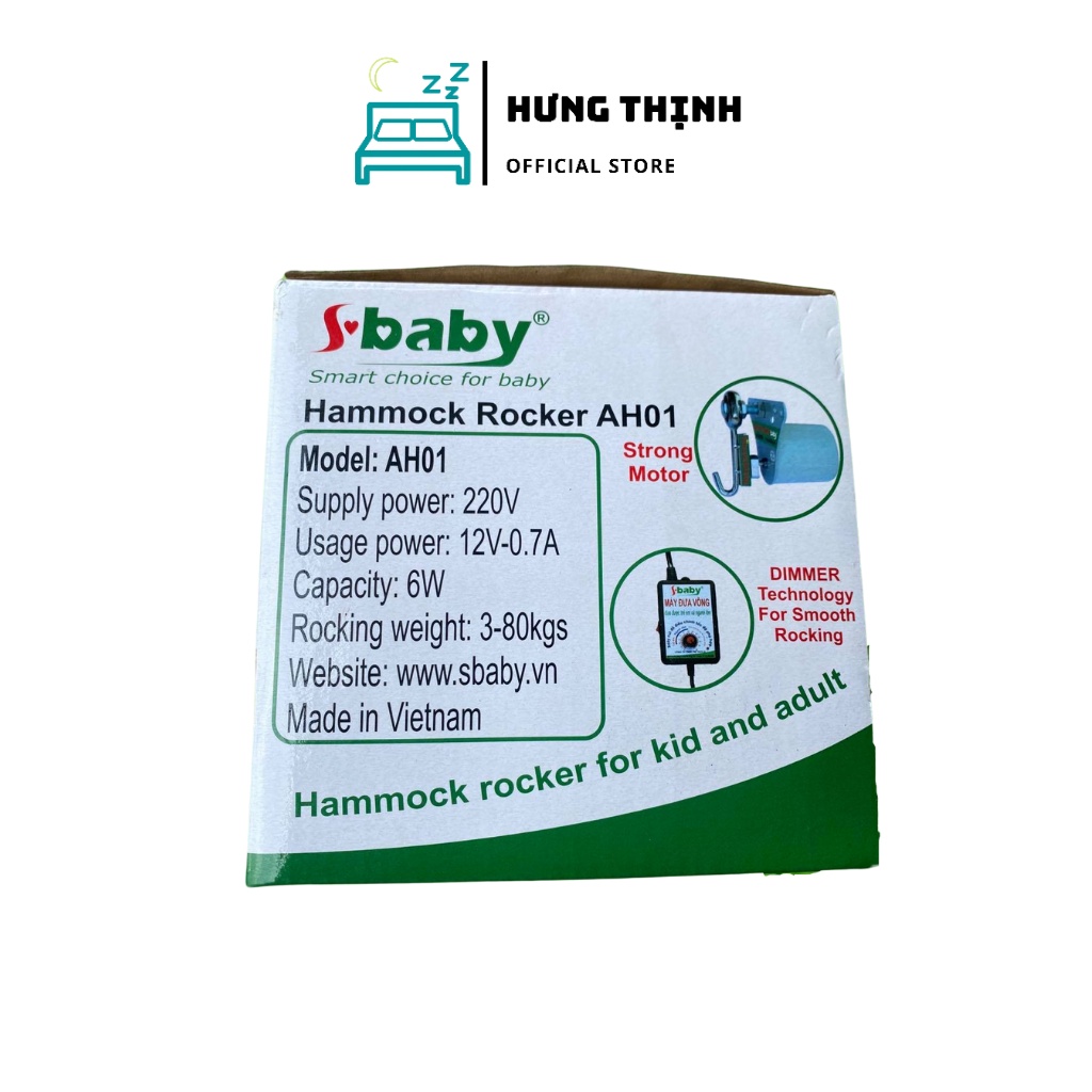 Máy đưa võng tự động sbaby SH20 AH01 cho bé chính hãng