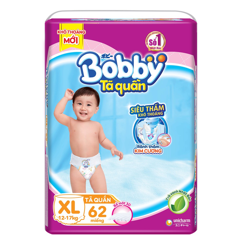 Bỉm Quần Bobby L68/XL62/XXL56 (mẫu mới)