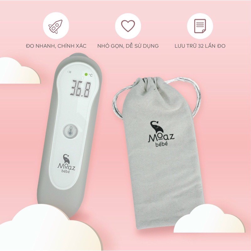 Nhiệt Kế Hồng Ngoại Đa Năng MOAZ BEBE MB-024, Đo Trán, Đo Tai Chính Hãng