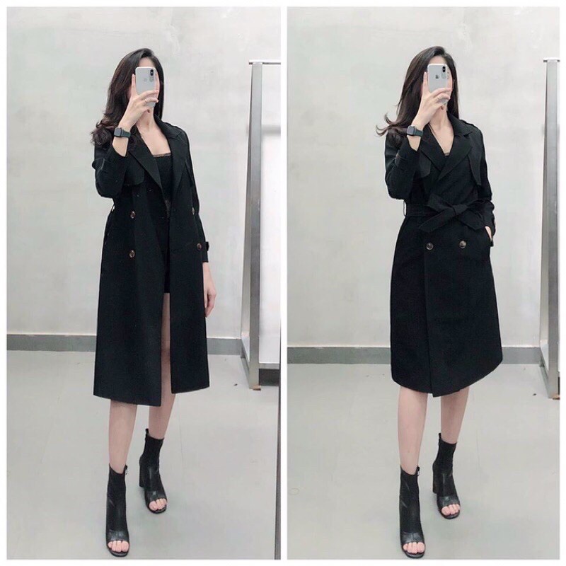 Áo măng tô kaki dáng dài