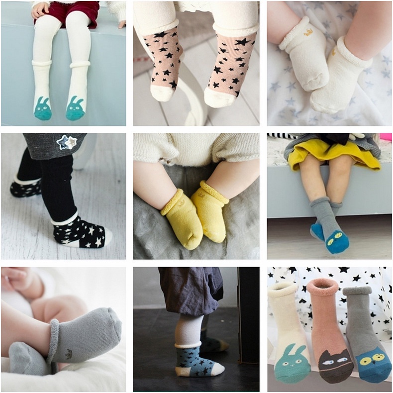 Hàng dày đẹp chống trượt - Tất len bé trái bé gái loại len dày đẹp ấm áp mùa đông - 01 đôi bé từ 3 tháng đến 3 tuổi