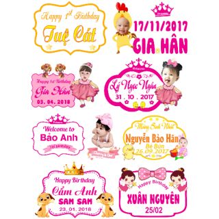 Hình chibi sinh nhật cho bé, baner bảng tên sinh nhật cho bé kích thước 30x40cm chibi bảng tên sinh nhật