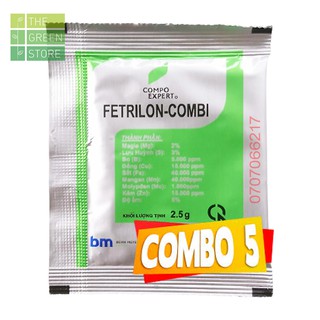 Combo 5 gói Phân bón vi lượng nhập khẩu Đức FETRILON COMBI (2.5g), dạng chelate dễ hấp thu cho hoa cây cảnh, rau màu