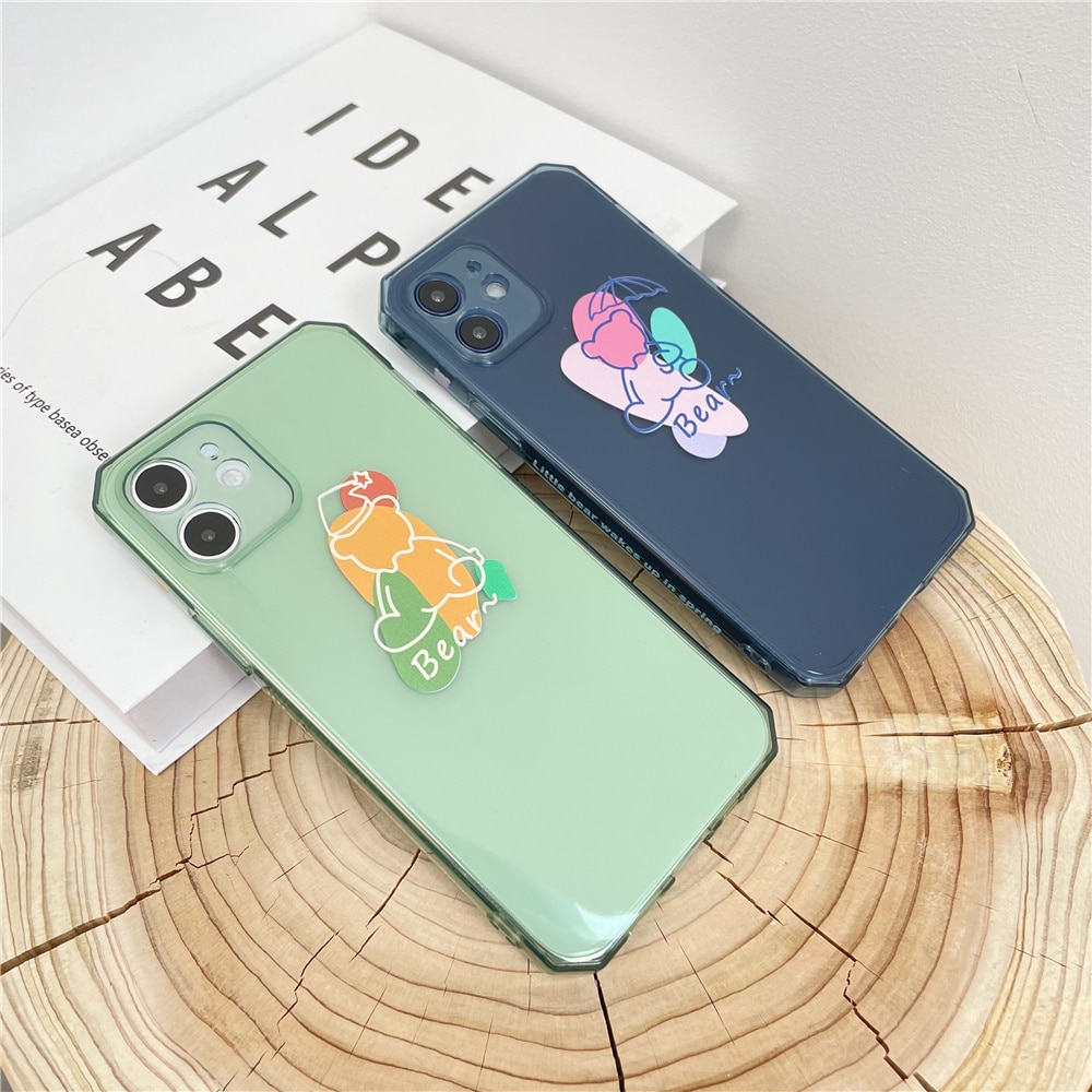 Cute Creative Candy Color Transparent All Inclusive Anti Drop Phone Case Case For iPhone 11 12 Pro Max XS Max XR X Soft TPU Silicone For iPhone 5 6 6s 7 8 SE 2020 Back Cover Phone Case