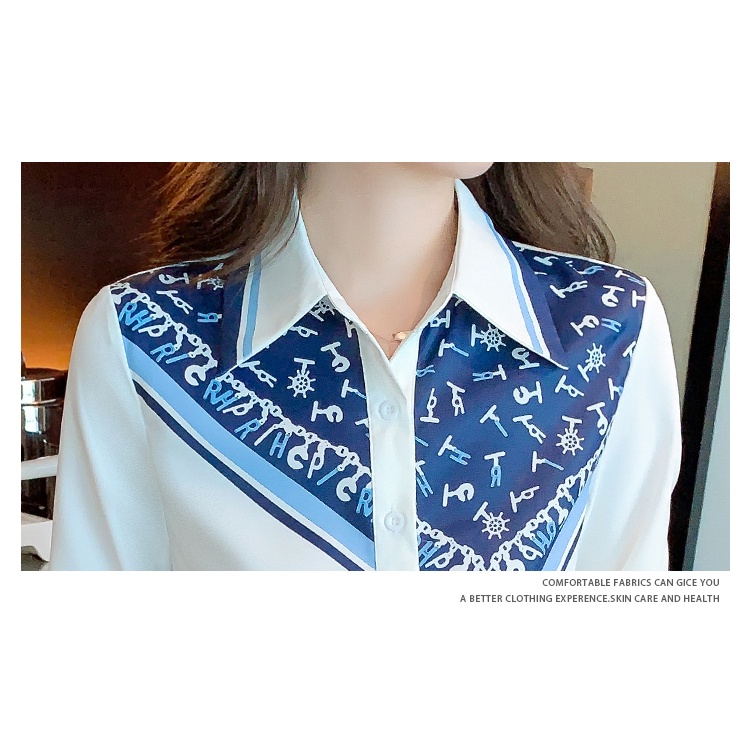 Áo Sơ Mi Chiffon Dáng Suông In Họa Tiết Màu Tương Phản Thời Trang Xuân Thu Cho Nữ