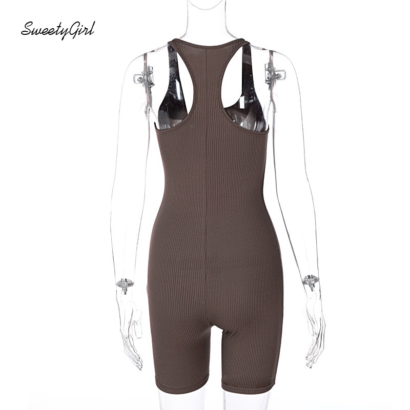 Áo liền quần cổ chữ U không tay màu trơn thời trang cho nữ