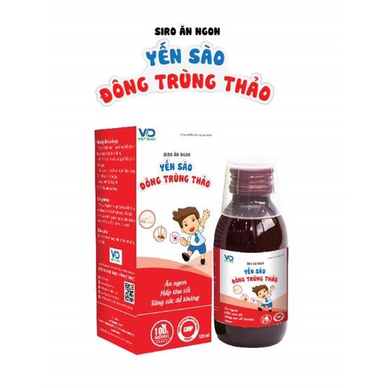 Siro ăn ngủ ngon Yến sào Đông trùng thảo - Dùng cho trẻ biếng ăn, hấp thu kém, suy dinh dưỡng, đề kháng yếu