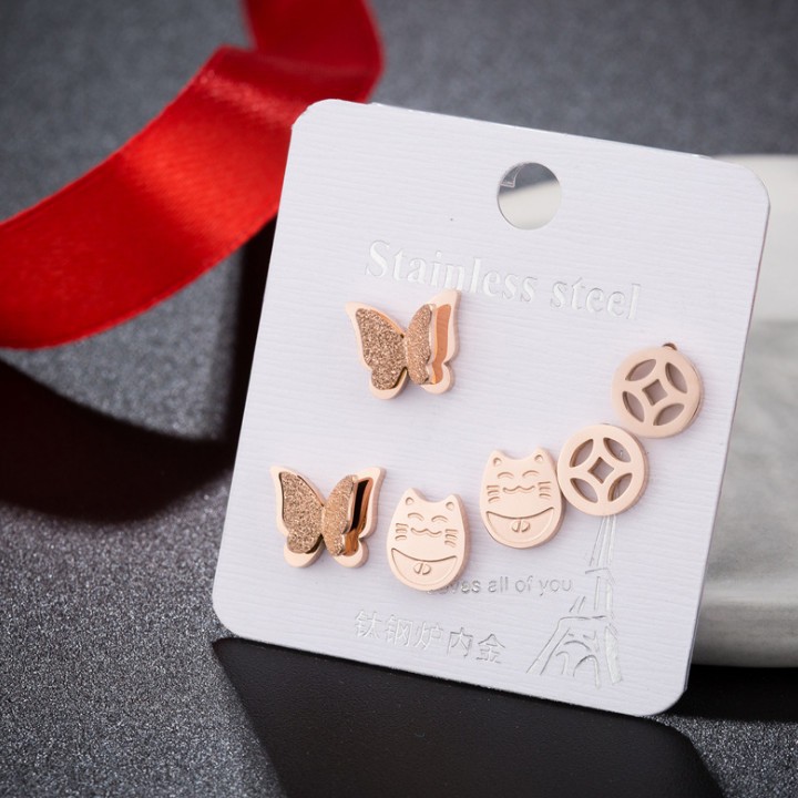 Bộ 3 Đôi Bông Tai Titan Cao Cấp TT 1517