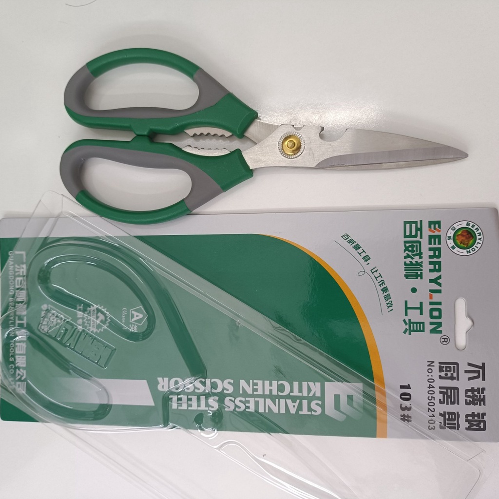 Kéo Nhà Bếp Thép không gỉ, Tay cầm da nỉ, Kéo Đa chức năng Dao Làm Bếp Nấu Ăn, cắt gà vịt, thực phẩm BERRYLION 103