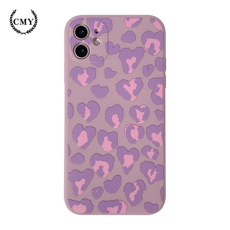 ốp iphone 11 Ốp lưng silicon họa tiết da báo màu tím cho iPhone11/11Pro 11pro Max X XR XS XS MAX 7 8 plus SE 13 pro max 13 mini