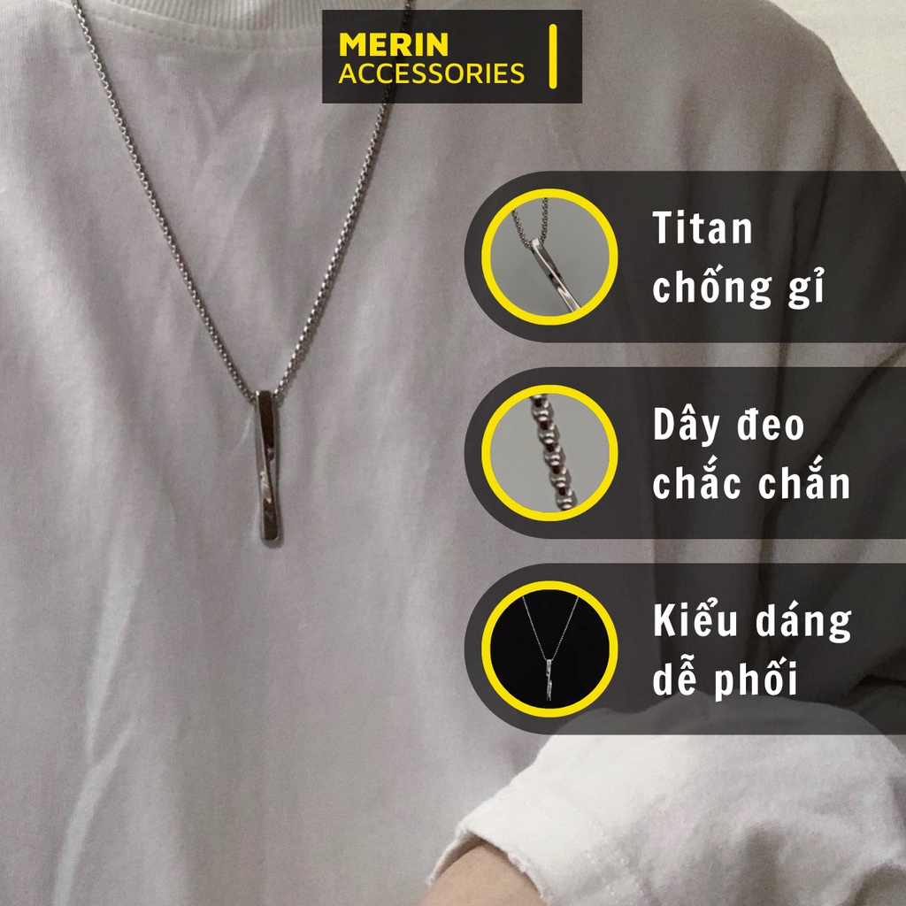 Vòng Cổ Unisex Nam Nữ Thời Trang Basic Merin Accessories Màu Bạc Dây Chuyền Cá Tính Chất Liệu  Không Gỉ - Veins Brick