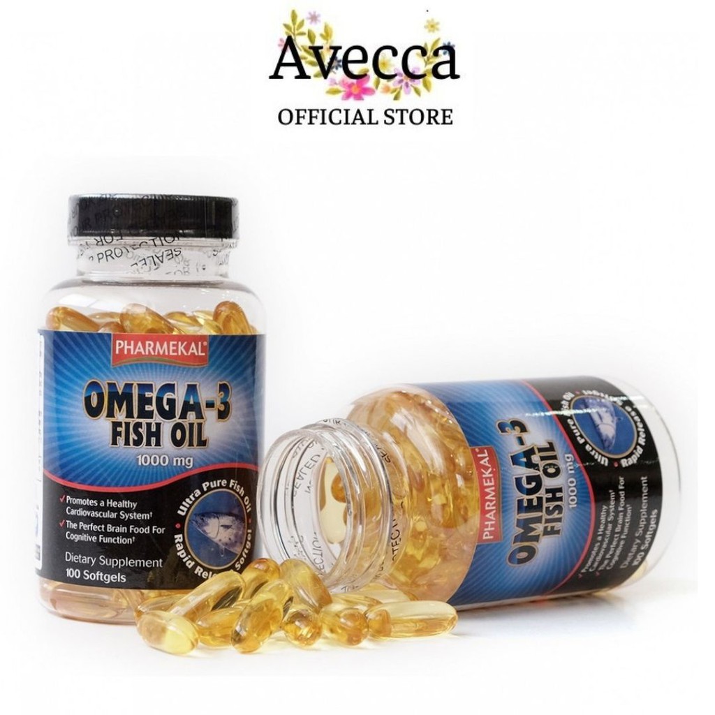 Viên Uống Giúp Tăng Cường Trí Não, Hỗ Trợ Hệ Tim Mạch  Dầu Cá Pharmekal Omega 3 Fish Oil 1000mg Hộp 100 Viên