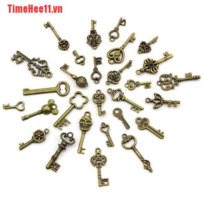 【TimeHee11】50PCS DIY Mixed Vintage Key Charms Pendant Steampunk Bronze Jewelr