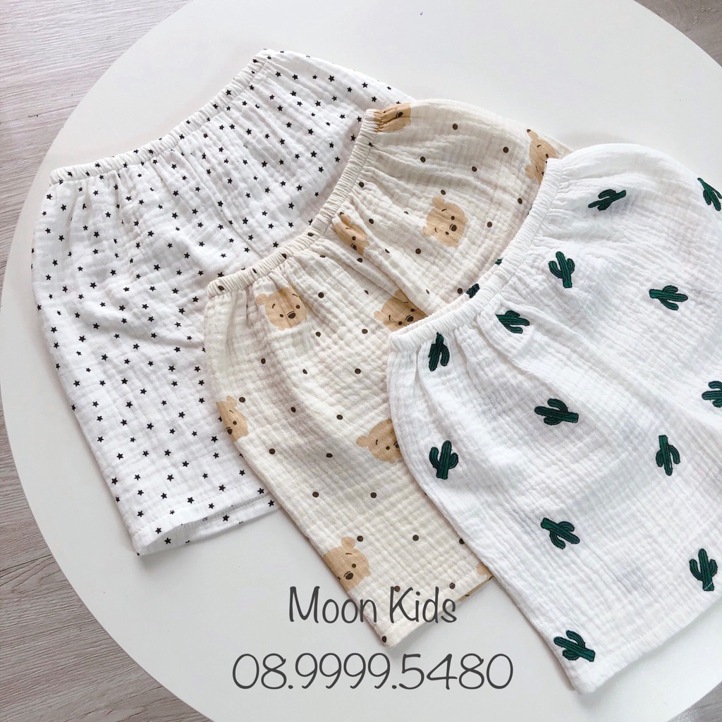 Set Ba Lỗ Hoạ Tiết Đáng Yêu Cho Bé Chất Muslin Thấm Hút