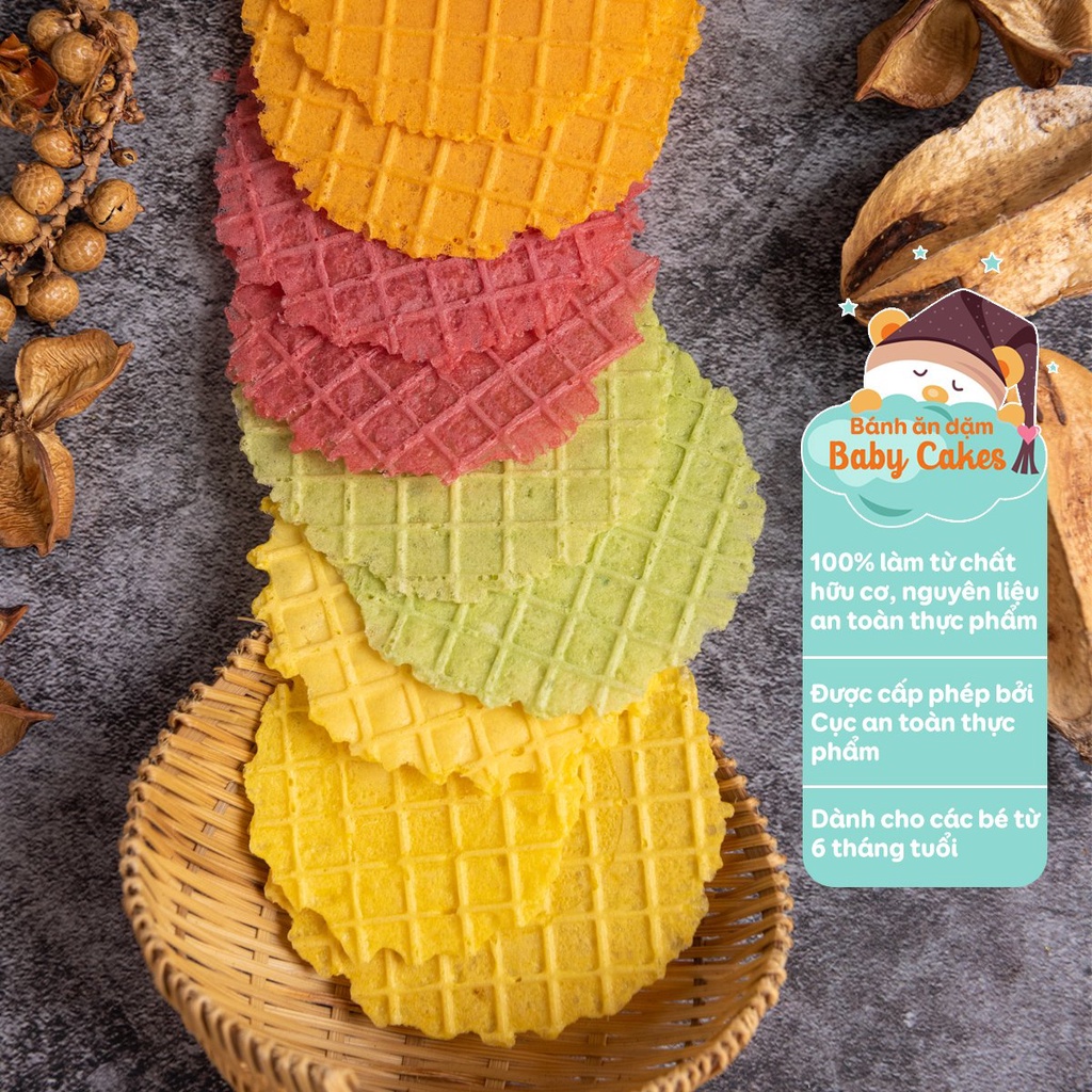 Bánh quế ăn dặm cho bé Baby Cakes 151gr vị rau củ tự sản xuất handmade đảm bảo vệ sinh an toàn thực phẩm