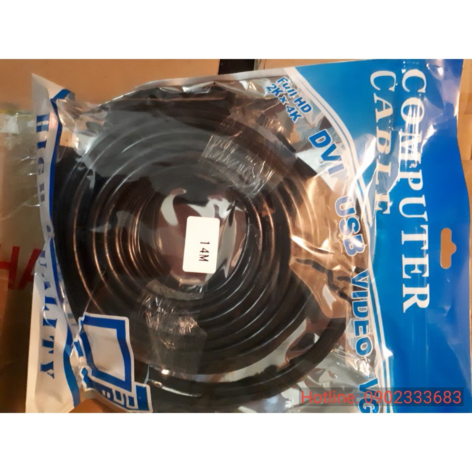 Cáp hdmi 14m full hdm | dây hdmi 14m tròn đen