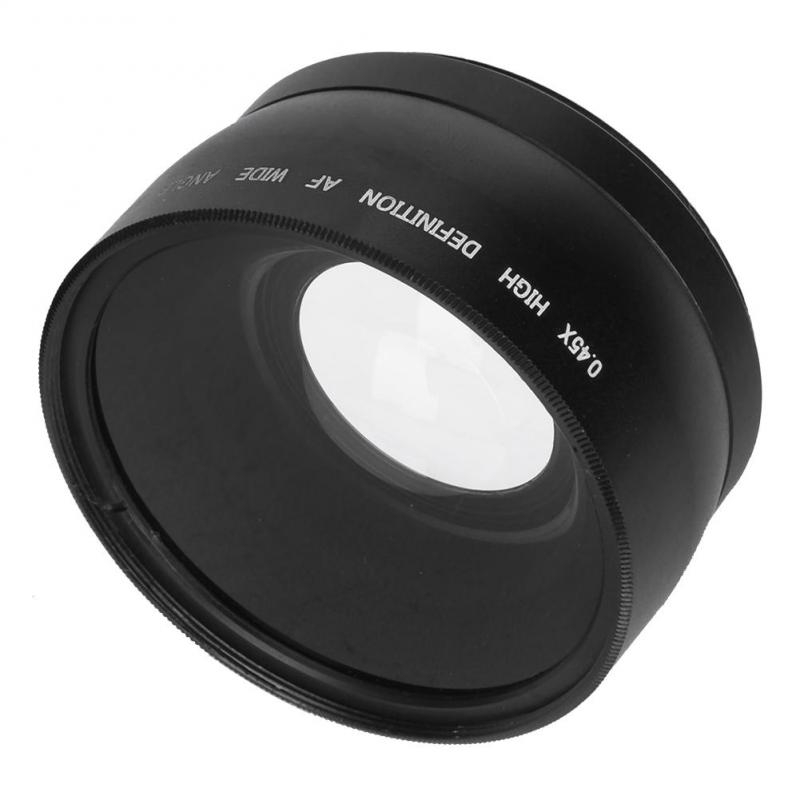 Ống kính góc rộng và macro 58mm 0.45X màu đen cho máy ảnh SLR DSLR