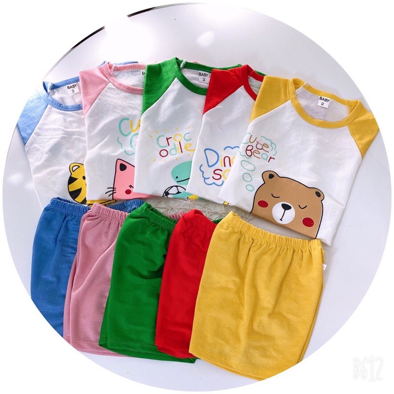 Bộ cộc bé trai bé gái ❤️ freeship ❤️ set bộ cotton raglan dễ thương cho bé - just kids